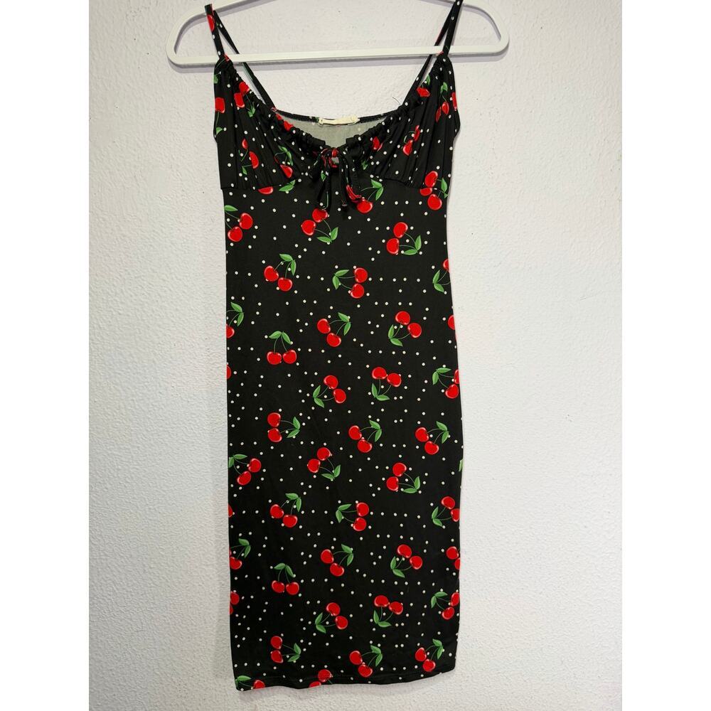 Forever Rose Black Cherry Polka Dot Mini Dress Small Y2K Coquette Retro Pinup